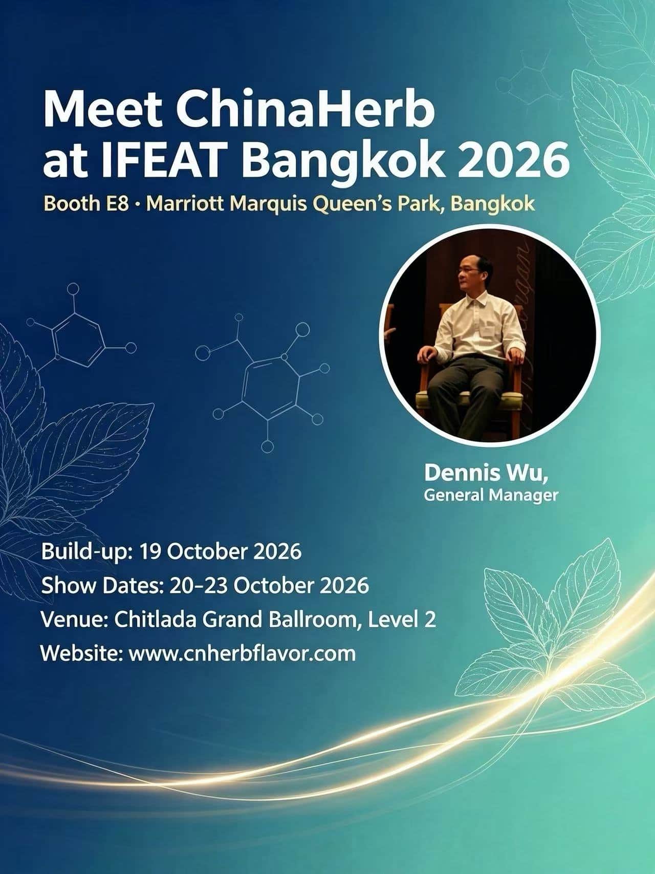Treffen Sie Dennis Wu, neuen General Manager von ChinaHerb auf der IFEAT Bangkok 2026